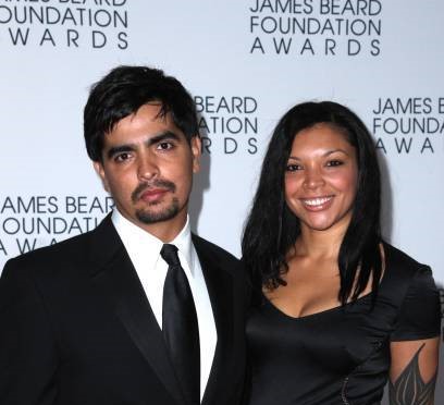 Image of Chef Aaron Sanchez with his wife, Sanchez Mora