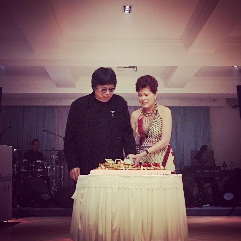 Image of Chef Alvin Leung and his wife Abby celebrating their 35 years marriage anniversary
